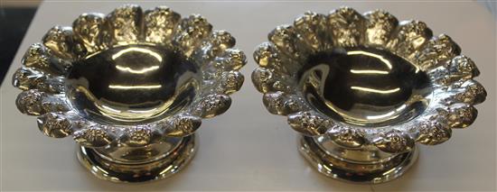 Pair silver bon bon dishes